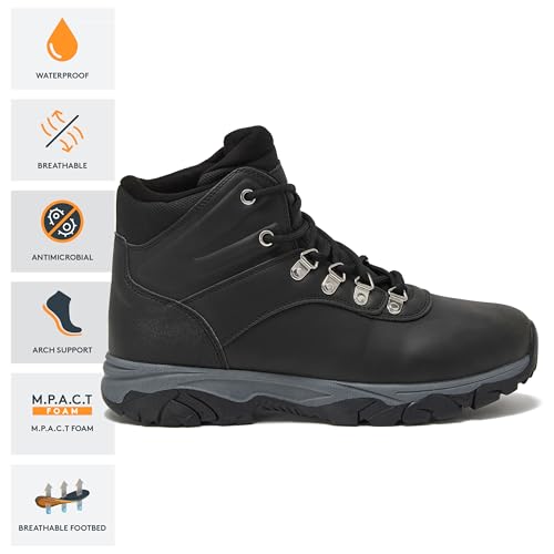 HI-TEC Aspen Mid Waterproof Men's Hiking Boots - Black or Brown, Medium or Wide Lightweight Outdoor Trekking Shoes