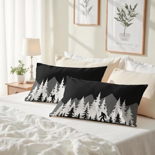 GTYNU Funny Bigfoot Sasquatch Forest Throw Pillow Covers 12x20 Set of 2,Camper Decor Pillowcase,Camping Camper Bigfoot Gif...