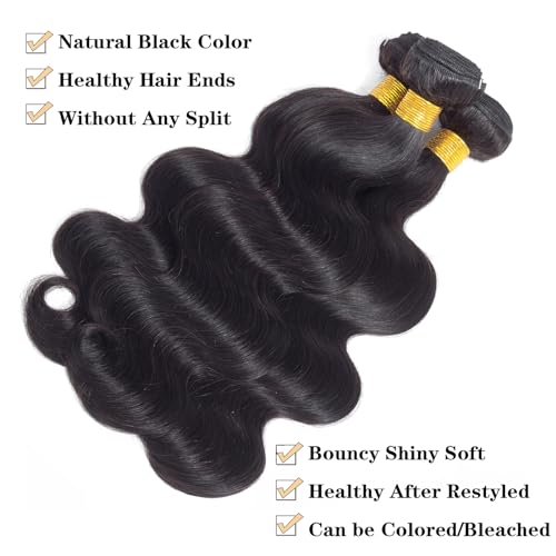 12A Body Wave Bundles Human Hair 12" 14" 16" 300g 100% Unprocessed Brazilian Virgin Hair Body Wave 3 Bundles Human Hair Weave Bundles Natural Color