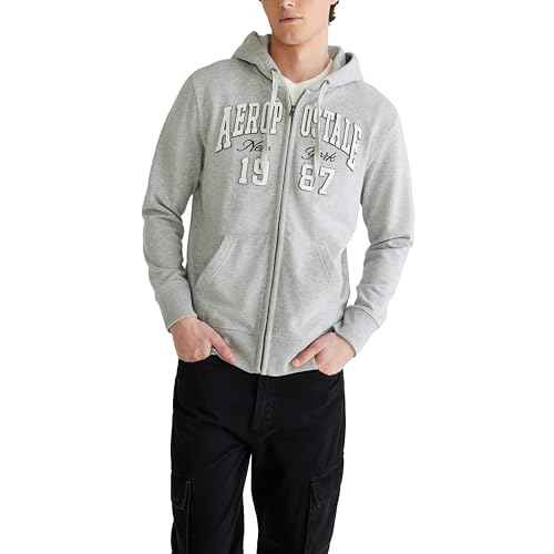 AEROPOSTALE mens Aero Logo Full Zip Hoodie- Arch