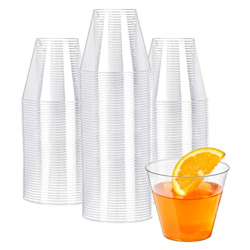 N9R 100PCS 9 oz Clear Plastic Cups for Cold Beverages, Disposable Plastic Cups Tumblers, Heavy Duty Cocktail Cups for Part...