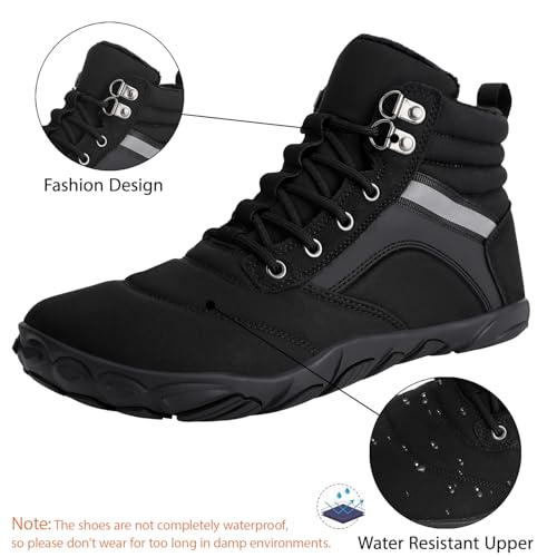 Womens Mens Winter Barefoot Boots Warm Minimalist Wide Toe Box Snow Boots Zero Drop Sole Outdoor Water Resistant Ankle Boo...