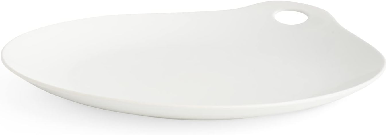 Nambe Portables Round Serving Platter | 13-Inch White Porcelain Serving Tray for Parties | Large Serving Plates for Turkey, Sushi, Steak, Appetizers, and Dessert | Microwave and Dishwasher Safe