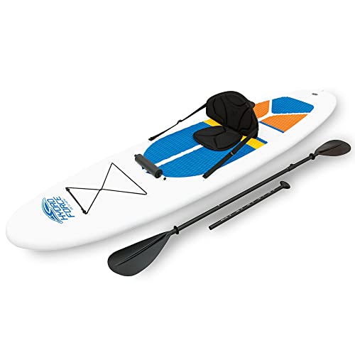 Bestway Hydro-Force White Cap 10' Inflatable Stand Up Paddle Board Kayak Water Set with Aluminum Oar, Hand Pump, and Trave...