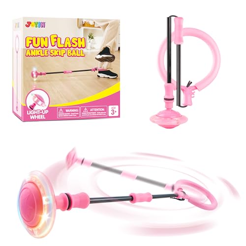 JOYIN Pink Ankle Skip Ball with Flashing Lights, Toy for Kids Indoor & Outdoor, Flashing Swing Ball Foldable Sports Toy, B...