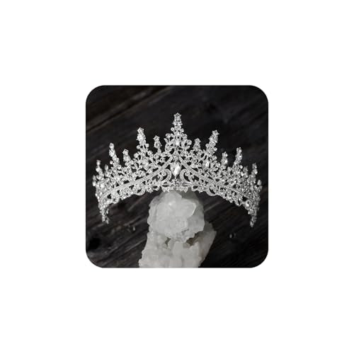 SWEETV Crystal Wedding Tiara for Women, Royal Queen Crown Headband, Rhinestone Princess Hair Accessories for Prom Birthday