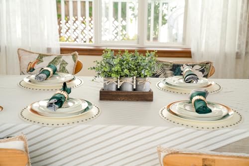 Dahey Centerpiece Table Decorations Coffee Table Decor Wood Tray 3 Galvanized Pots with Artificial Eucalyptus Plants Farmh...
