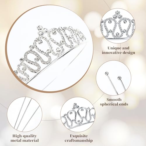 Lawie 8 Pack Birthday Tiaras for Girls, Rhinestone Crystal Princess Crowns, Silver Headbands Tiara, Party Dance Homecoming...
