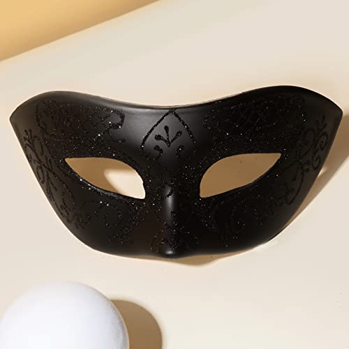 Seglorwy Masquerade Mask for Men Vintage Venetian Mardi Gras Halloween Christmas Party Masks (Black 3)