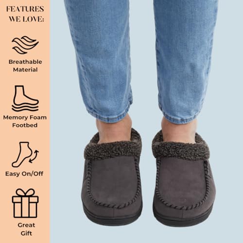 Dearfoams Men’s Brendan Indoor/Outdoor Breathable Memory Foam Clog House Shoe with Wide Widths Slipper