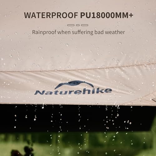 Naturehike Cloud Skies Camping Tent Tarp with Poles, Waterproof PU 18000mm+ Rain Shelter, Anti-UV UPF2000+ Camping Sun Shelter Canopy