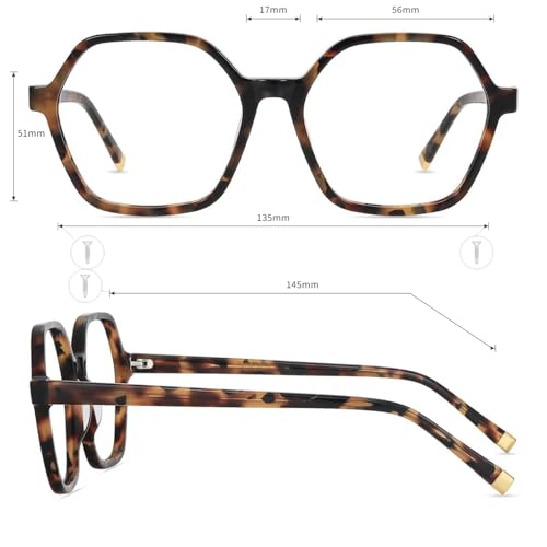 Firmoo Blue Light Glasses Artistic Hand-Painted Hexagonal UV Protection & Replaceable Lenses for Women Men