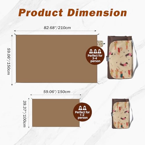 Fun Quest Picnic Blanket Waterproof – Packable Sand Proof Beach Blanket (0.42lb/0.66lb), Compact & Foldable, Fits in Pocke...