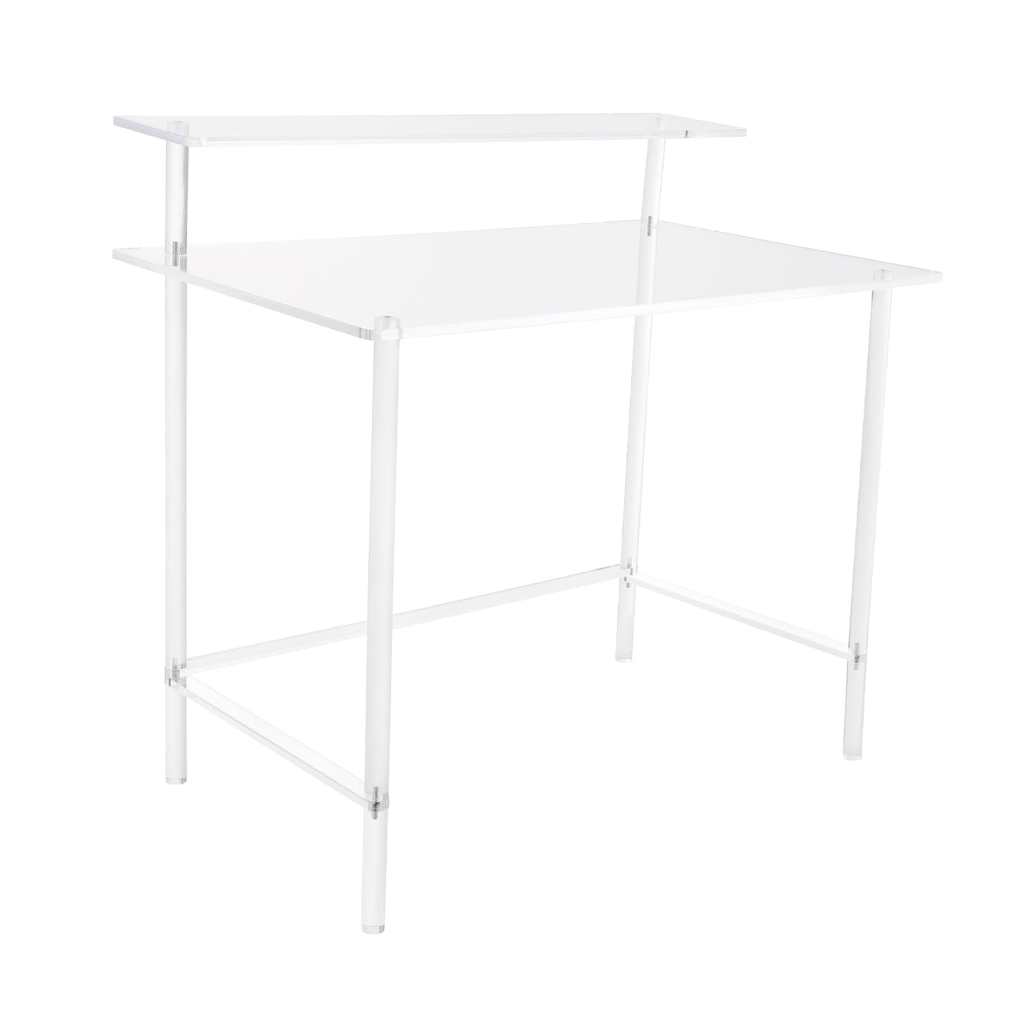 BBinmine Acrylic Desk, 2-Tier Home Office Desk with Monitor Stand, Laptop Study Table Home Office Console Table, 31.5 * 19.69 * 34.65in