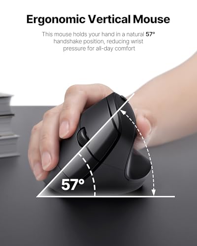 Blervadix Ergonomic Mouse, USB+Bluetooth Dual Connection, Wireless Vertical Mouse for Reducing Wrist Pain, 1000/1600/2400 ...