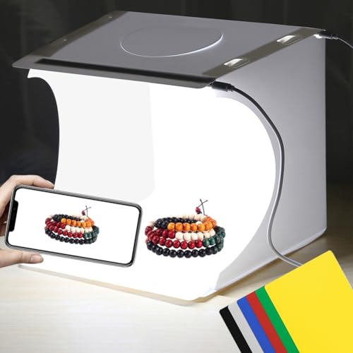 Photo Light Box 10" Portable Folding Photography Light Tent kit with 2 Light Bar -40pcs LED Light and 6 Kinds Color Backgr...
