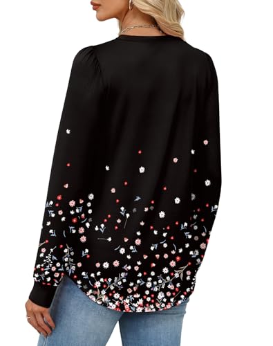Alaroo Womens Long Sleeve Shirts 2025 Fall Tunic Tops Crewneck Blouses Print