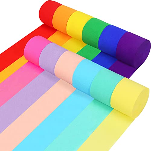 12 Rolls Crepe Paper Streamers, 12 Colors Streamers Party Supplies for Birthday Party Baby Shower Rainbow DIY Christmas Ha...