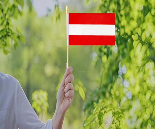 10 Pack Austria Flags -AT Handheld Flag- 5x8 in,Austrians Mini Flag. Suitable For Party Decorations, Store Displays, Bar D...