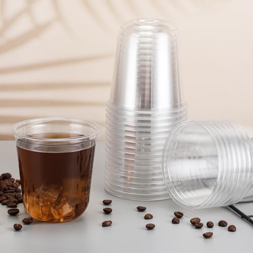 Ziliny Disposable Stemless Glasses 12oz Crystal Plastic Wine Glasses Clear Classic Pet Cup for Meeting Weddings Birthdays ...