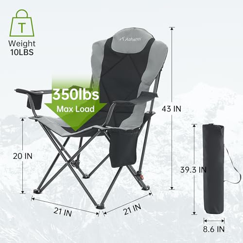 Aohanoi Camping Chairs, Portable 2 Pack Camp Chairs for Heavy People with Adjustable Angled Backrest, Outdoor Folding Camp...