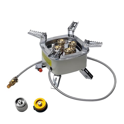 The Bincho Grill Charcoal Starter Gas Burner – 12,800W High Heat Mini Stove with 4 Heads – For Chimneys to Light Binchotan...