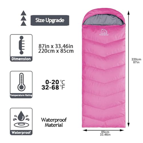 Friendriver XL Size Upgraded Version of Camping Sleeping Bag 4 Seasons Warm and Cool, Lighter Weight, Adults and Children ...