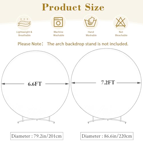 7.2 FT Navy Blue Round Backdrop Cover with Lights String for Circle Arch Stand Circle Backdrop Covers with LED Fairy Light...