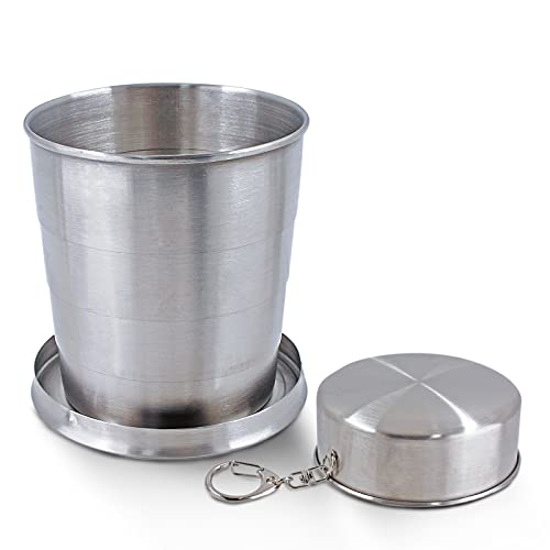Litoexpe 8.45oz Collapsible Travel Cup With Keychain, Stainless Steel Folding Camping Cup Portable Drinking Mug For Hikin...