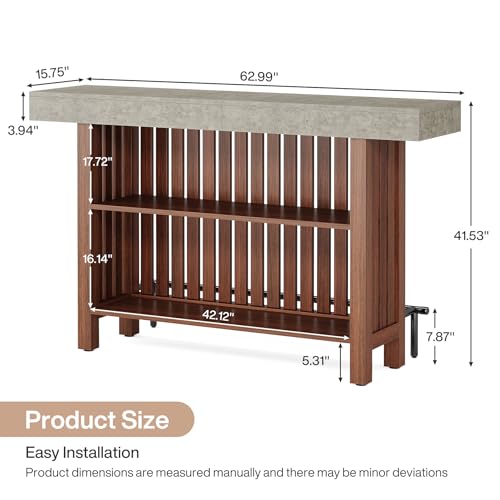 Tribesigns 63-Inch Large Bar Table, 2-Tier Home Bar Unit Mini Height Pub Table with Footrest, Modern Kitchen Island Coffee...