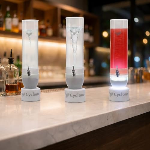 RoxiSpice 3L LED Light Up Drink Dispenser – Spinning Vortex Mixer, Battery Operated, Plastic Beverage, Lemonade, & Juice D...