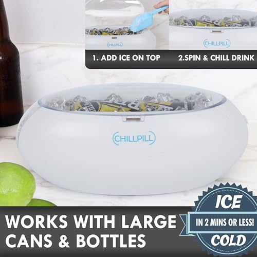 Instant Drink Chiller - Rapid Beverage Chiller for Cans 12 oz or 16 oz & Glass Bottles - Portable Instant Beverage Cooler...