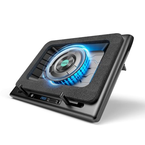 llano V12 Laptop Cooling Pad, Gaming Laptop Cooler Stand with 5.5inch Powerful Turbo Fan, Adjustable Speed, Touch Control,...