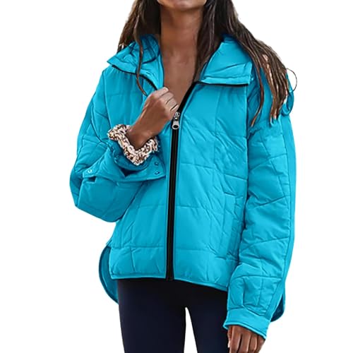 Canbebig Women's Quilted Lightweight Jackets Zip Up Puffer Hooded Jacket Long Sleeve Hoddie Jackets Winter Warm Padded Coat