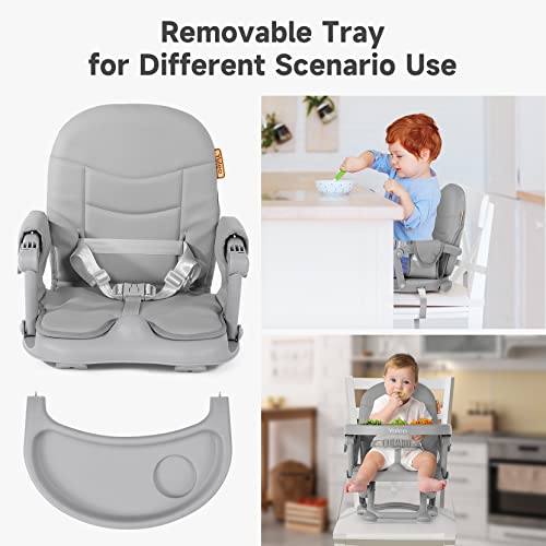 YOLEO Baby High Chair Booster Seat for Dining Table, Foldable High Chairs with Adjustable Heights, Travel Booster Seat wit...