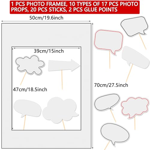 18pcs Blank Photo Booth Props Black Chalkboard Photo Booth Props Frame with Bubble DIY Photo Props for Birthday Wedding Pa...