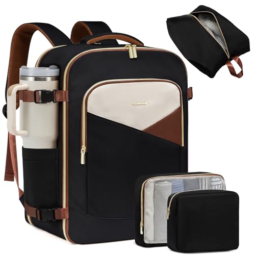 LOVEVOOK 50L Travel Backpack for Women&Men,TSA Carry on Backpack for Airplanes with 3 Packing Cubes,Personal Item Bag Fit ...