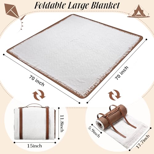 VitalCozy Waterproof Picnic Blankets Outdoor Blanket Foldable 2 in 1 Double Layer Sandproof Beach Mat with Carry Strap for...