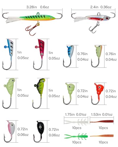 Gonex Ice Fishing Rod Reel Combo Medium Light Carbon Fiber Fiberglass Portable Complete Kit Include Skimmer Spare Rod Spin...