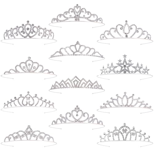Tihebax 12 Pcs Tiaras Crowns Headbands for Women Girls Silver Princess Tiara Bulk Crown Tiaras Rapunzel Crown for Wedding ...