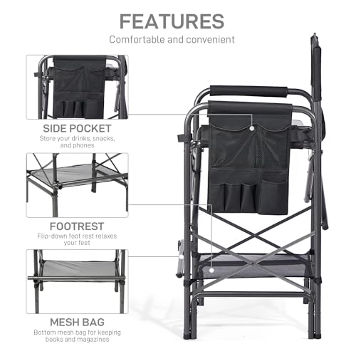 EVER ADVANCED 30.7" Seat Height Directors Chair for Makeup Artist with Side Table Easy Get in Out for Elderly Tall Camping...