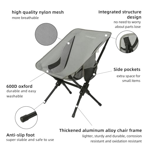 ROCK CLOUD Portable Camping Chair Ultralight Folding Camp Chairs Outdoor for Camp Hiking Backpacking Lawn Beach Sports