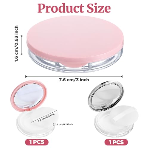 IANFAN 2 Pcs Loose Powder Container with Puff, 0.18 oz Refillable Empty Powder Compact Portable Empty Makeup Powders Trave...