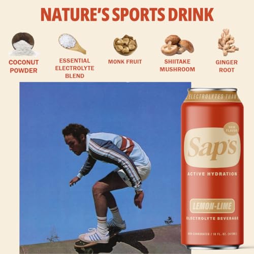 SAPS Zero Added Sugar Electrolytes Drink with Adaptogens & Aminos - Lemon Lime Instant Hydration Sports Drink, Zero Added ...