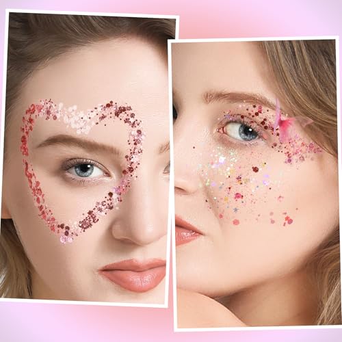 FANDAMEI Body Glitter Gel- 6 Color Glitter Makeup Face Paint for Body&Face&Hair, Rave Festival Mermaid Halloween Concert, ...