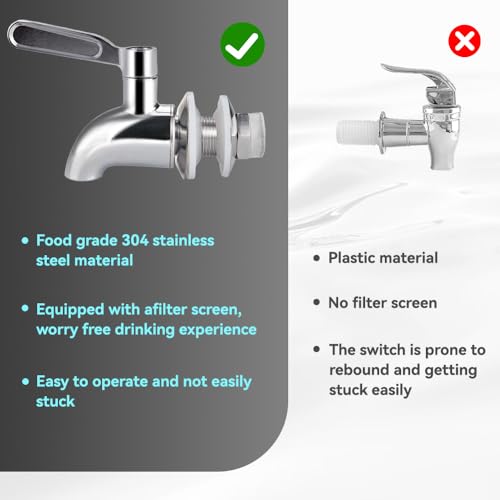 TMOK 2 PCS Beverage Replacement Spigots Beverage Dispenser Spigot Replacement Stainless Steel Spigot for Glass Jar & Drink...