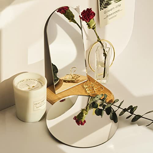 Mwellewm 12 Pcs Mirror Centerpieces for Tables, Acrylic Simulated Glass Round Mirror Tray Decoration Small Circular Plate ...
