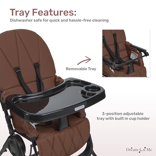 Dream On Me Snack and Stow Highchair | Adjustable Feeding Chair with Removable Tray, Lightweight, Foldable Design, Easy to...