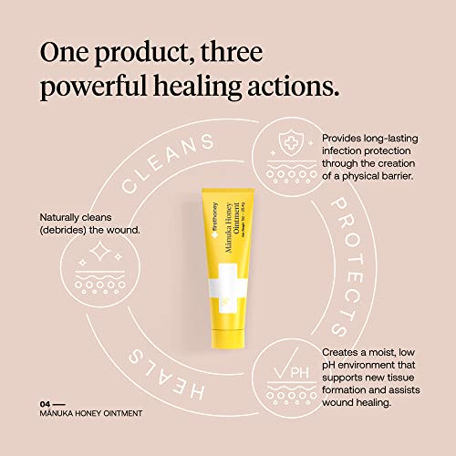 First Honey Wound Healing Ointment [ 1oz - 28.4g ] | 100% Active Leptospermum | Fast Relief & Skin Repair | Manuka Honey f...