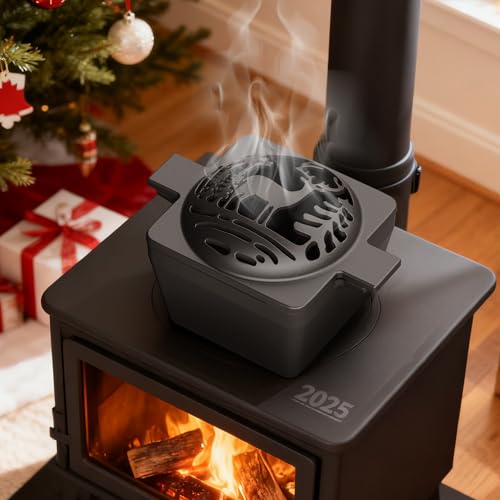 Wood Stove Steamer, Wood Stove Humidifier, Woodstove Steamer, Cast Iron Humidifier for Wood Stove 2.7 Quart Large Capacity...